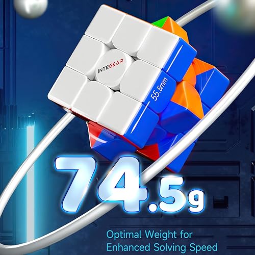 Miniatura 5 de INTEGEAR Cubo magnético de velocidad de tamaño completo de 2.205 in, sin calcomanías, 3 x 3, fácil giro y juego suave, juguete duradero para niños y