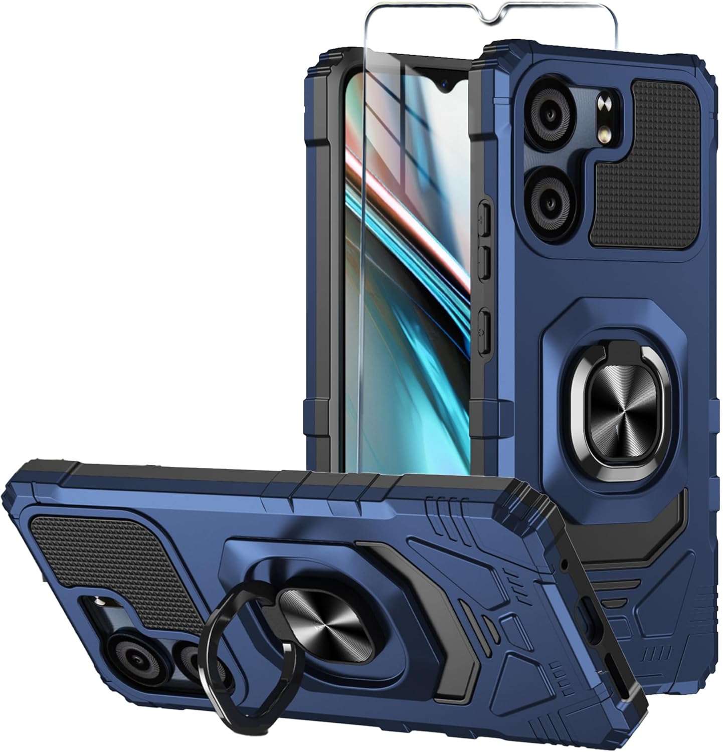 for BLU View 5 Case with Tempered Glass Screen Protector,Military...