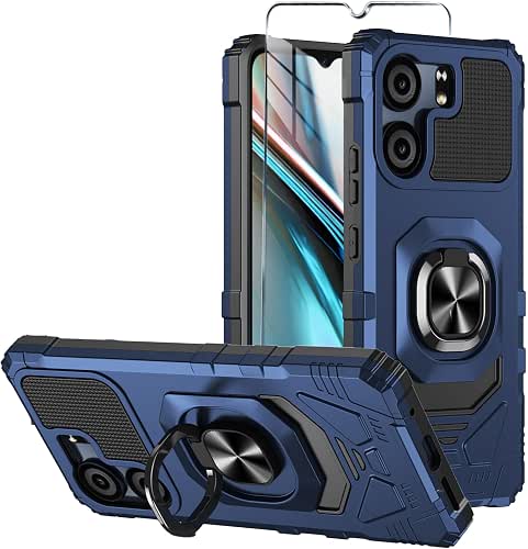 for BLU View 5 Case with Tempered Glass Screen Protector,Military