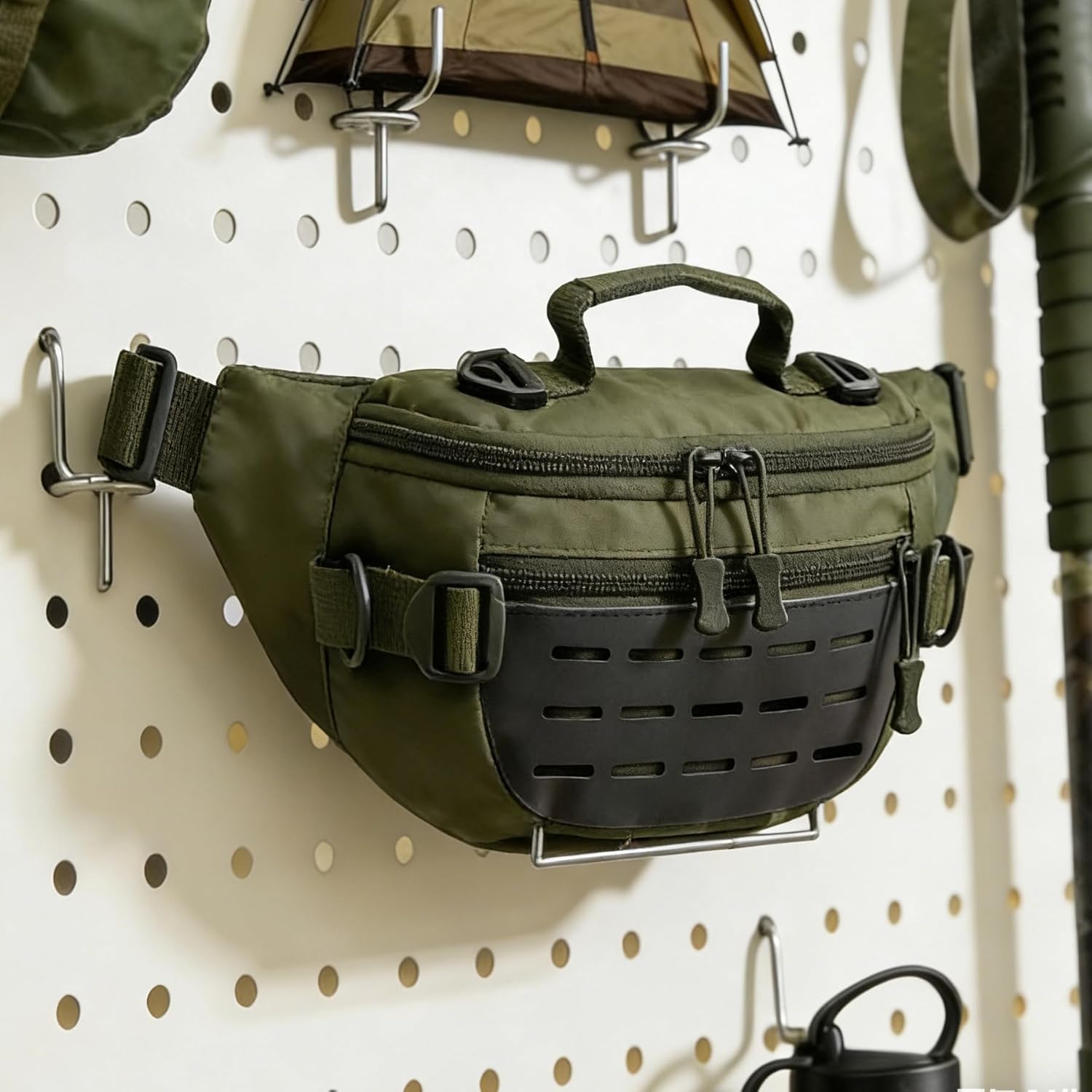 Tactical Fanny Pack for Men Women Military Waist Bag Molle Utility Hip Belt Pouch Crossbody Bags Bumbag for Cycling Hiking Walking Fishing Green03