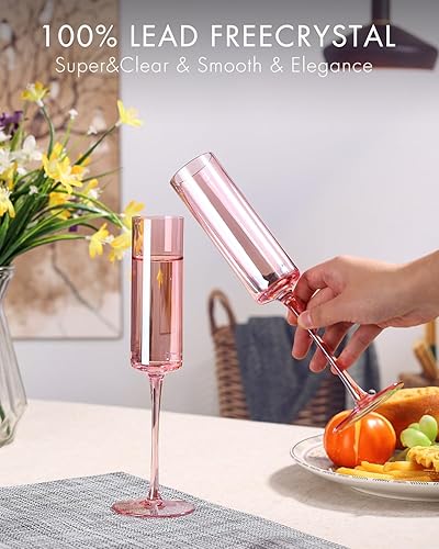 Miniatura 10 de comfit Copas de champán  Juego de 6 copas de champán iridiscentes de arco iris, cristal premium sin plomo, regalos para bodas, aniversarios,