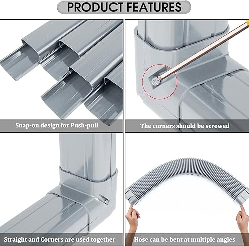 Miniatura 5 de LyPrem Juego de cubierta de línea dividida de 16.5 pies, color gris, 4 pulgadas, kit de cubierta de línea de PVC para mini split y central de aire