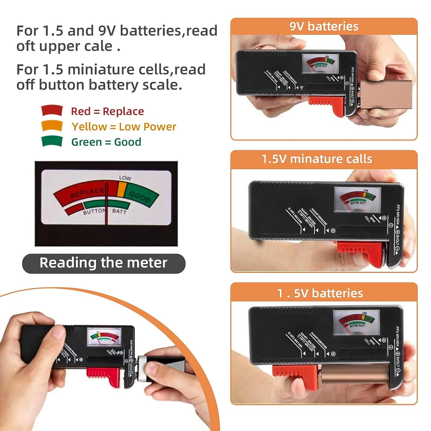 Organizzatore di Batteria 110 Slot per AAA AA 9V C D con Tester Rimovibile