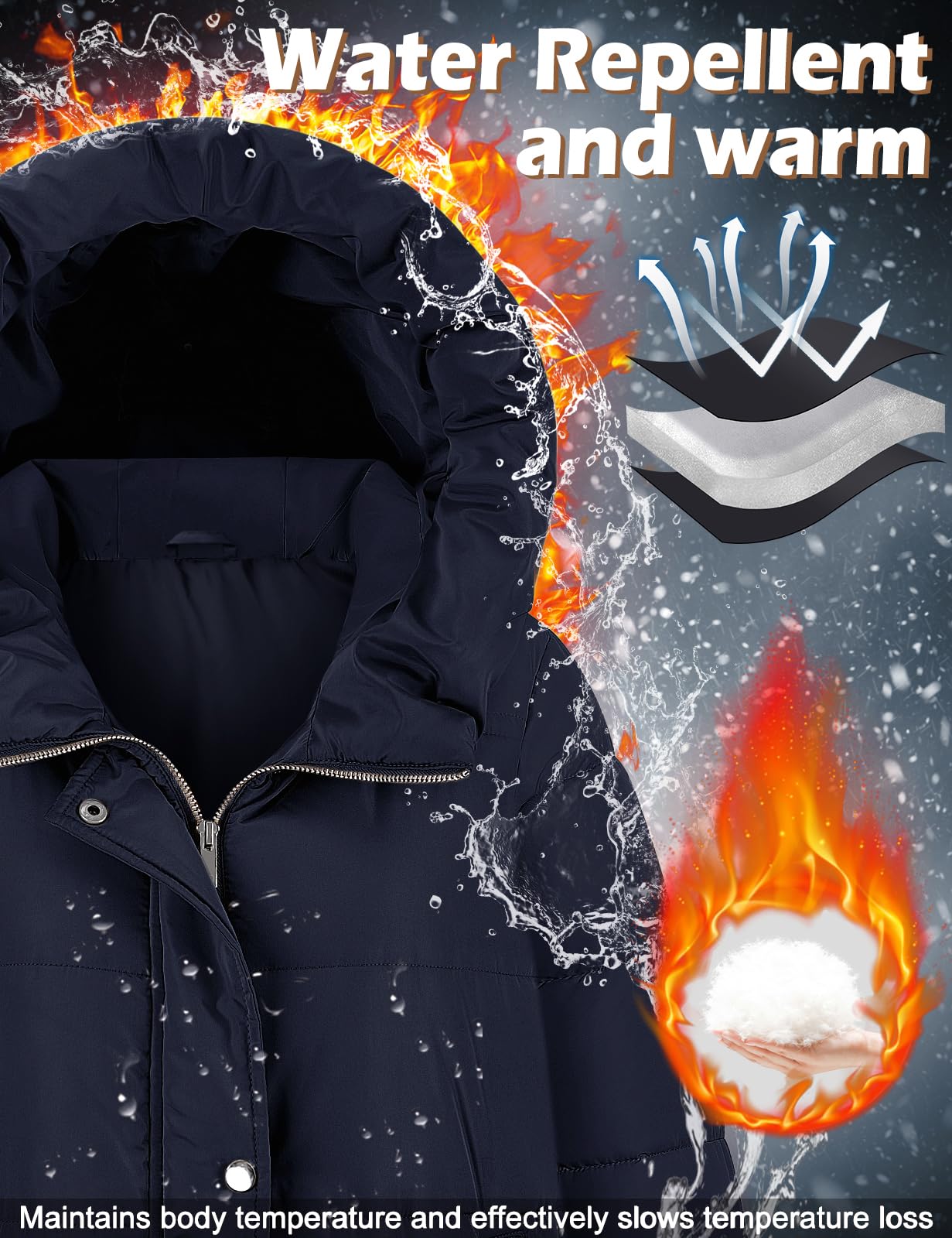 Cappotti invernali per donna-piumino con cappuccio caldo cappotto lungo invernale ispessito piumino alternativo Outwear