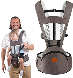 Porta-bebês com assento quadril - Banquinho de cintura para bebê quadril - Porta canguru papai, porta-envoltório híbrido no peito, banco de cintura para bebê com alça ajustável Kagrote