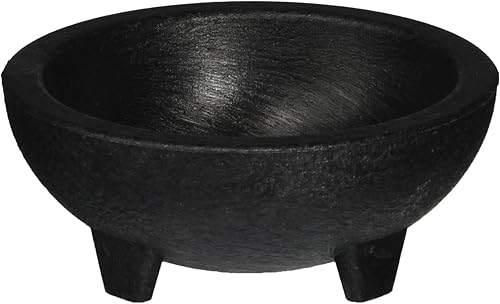 Winco Molcajete - Cuencos para salsa, 4 onzas, color negro, juego de 4