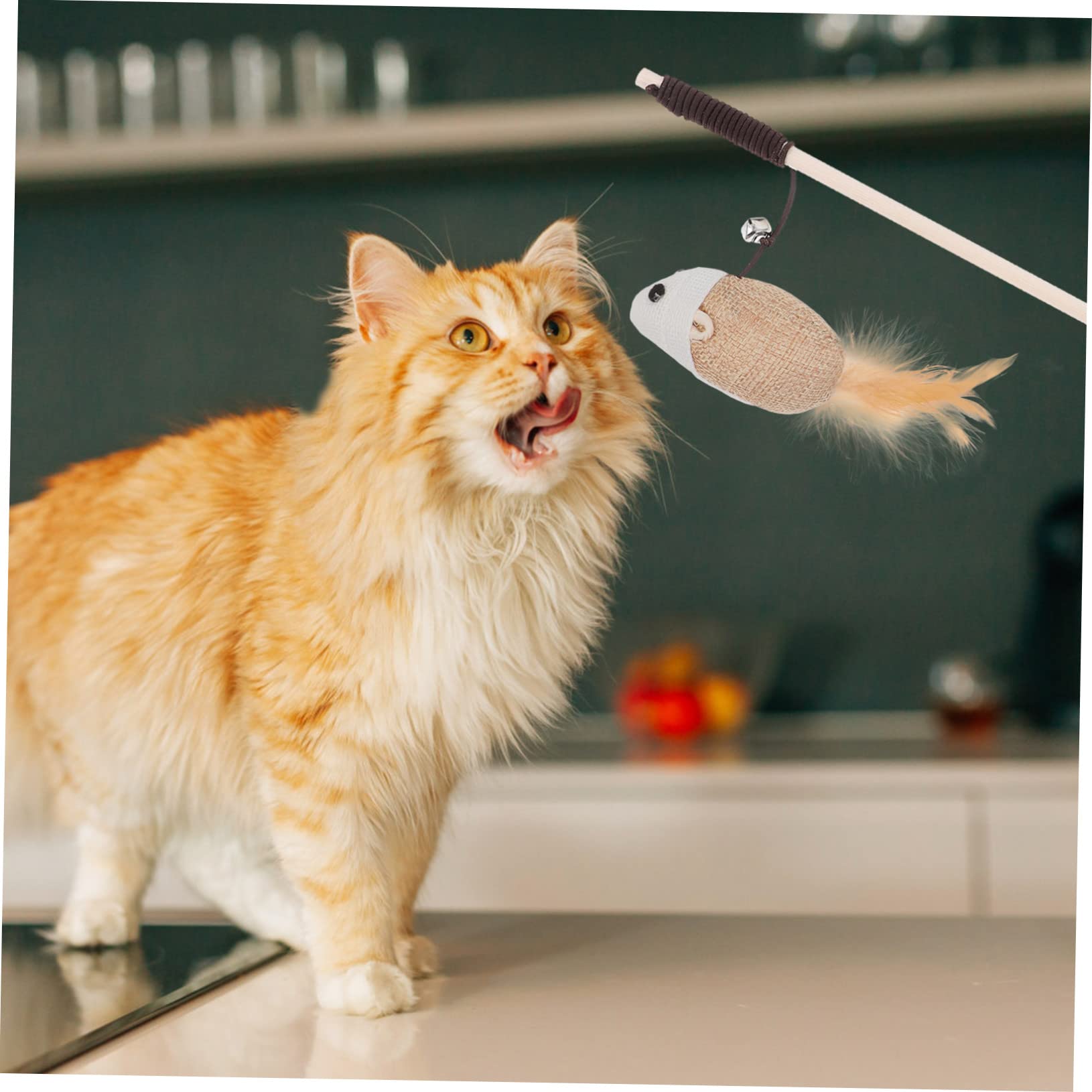 Abaodam Jouet Interactif pour Chat Chaton Bâtonnet avec Clochette Jouet Amusant pour Chat Portatif