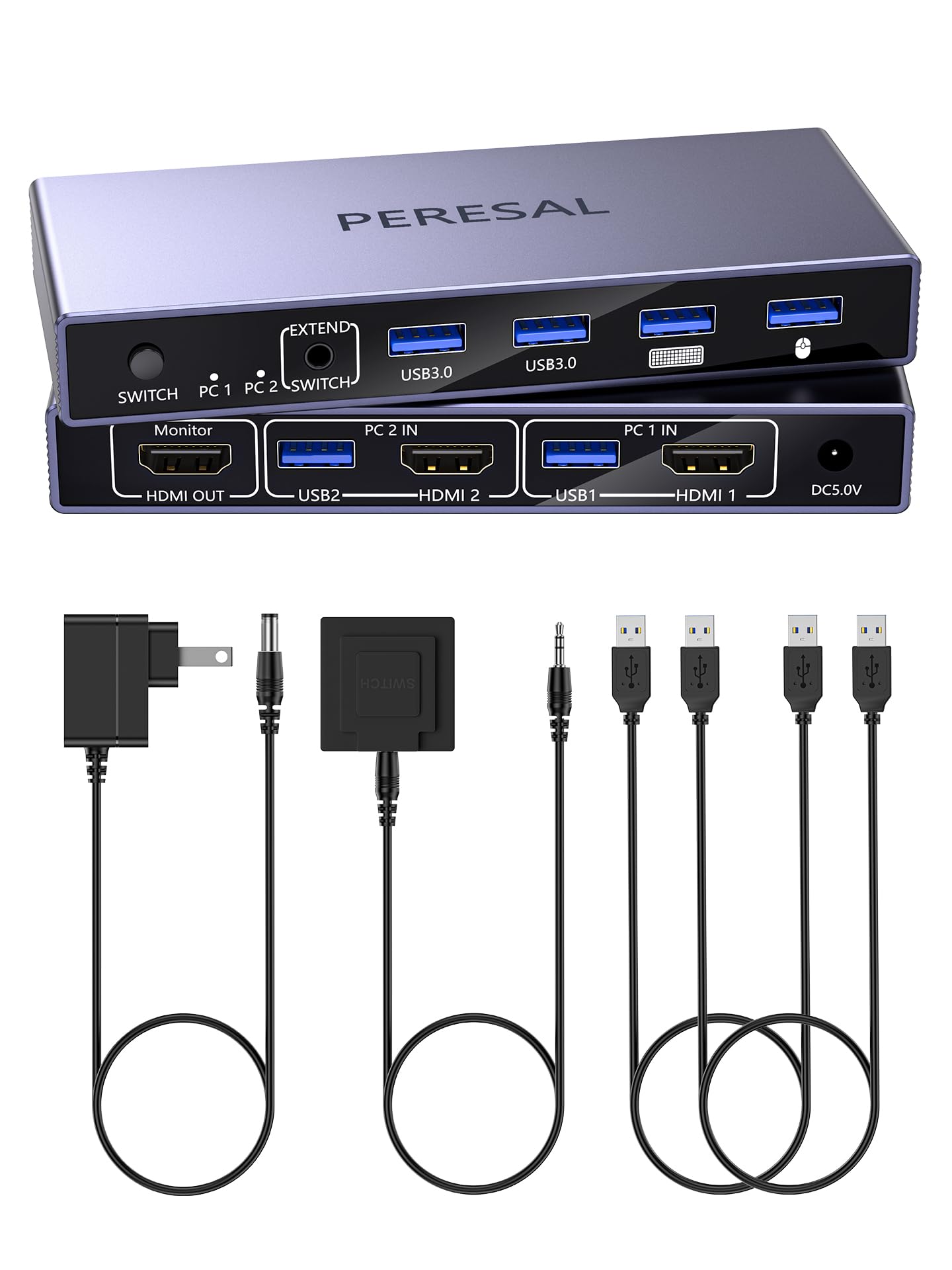 Amazon.co.jp: HDMI KVMスイッチ1台ディスプレイ2台のコンピュータ、8K