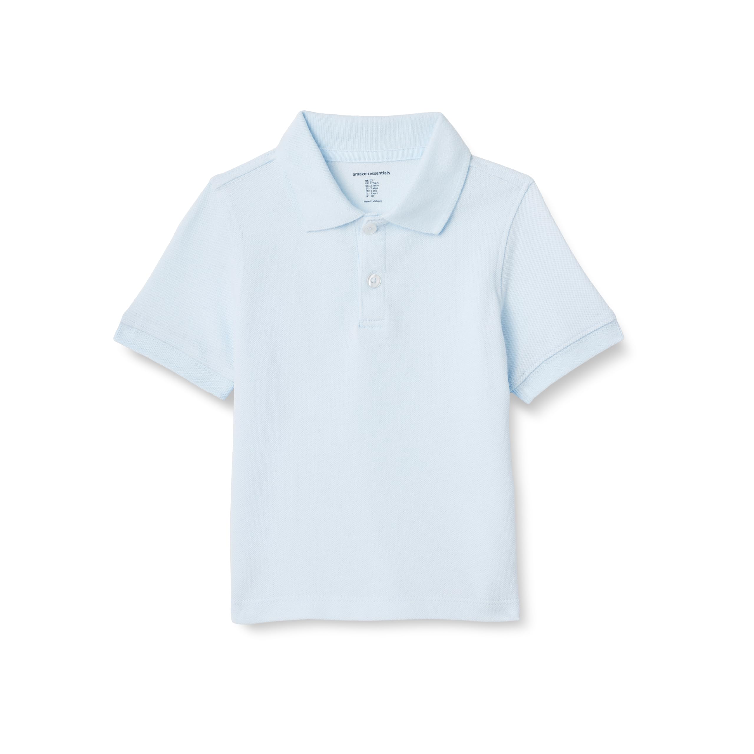 Amazon Essentials Toddler Boys' School Uniform Short-Sleeve Pique Polo Shirts, Breathable Cotton, Button Closure, Multipacks