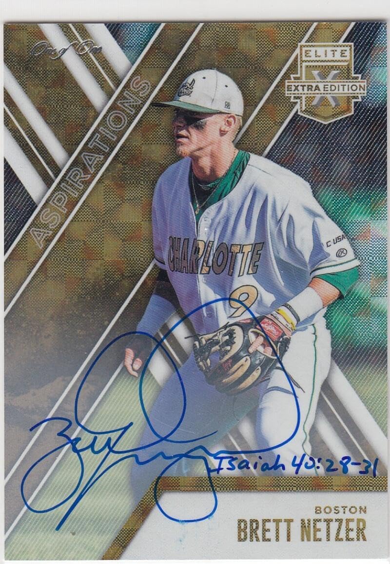 Baseball Trading Card MLB 2017 Panini Elite Extra Edition Autographs Aspirations Gold #50 Brett Netzer NM Near Mint Auto 1/1 Red Sox