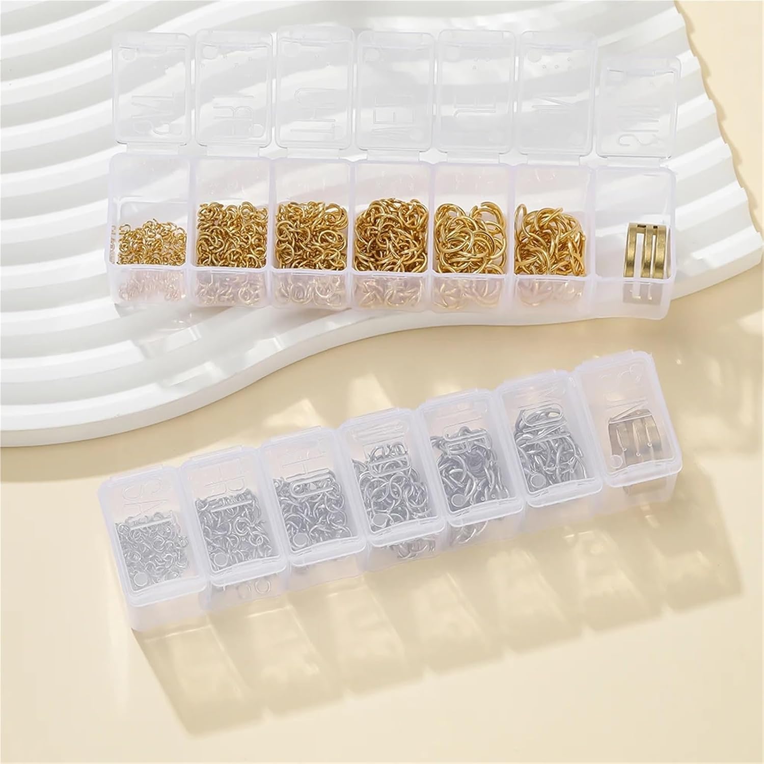Jump Rings Jump Rings for Jewelry Metal Rings Fo 8Box Stainless Steel 7 Sizes Gold Steel Color Open Jump Rings Sets for DIY Bracelet Necklace Jewelry Making Accessories(Gold)