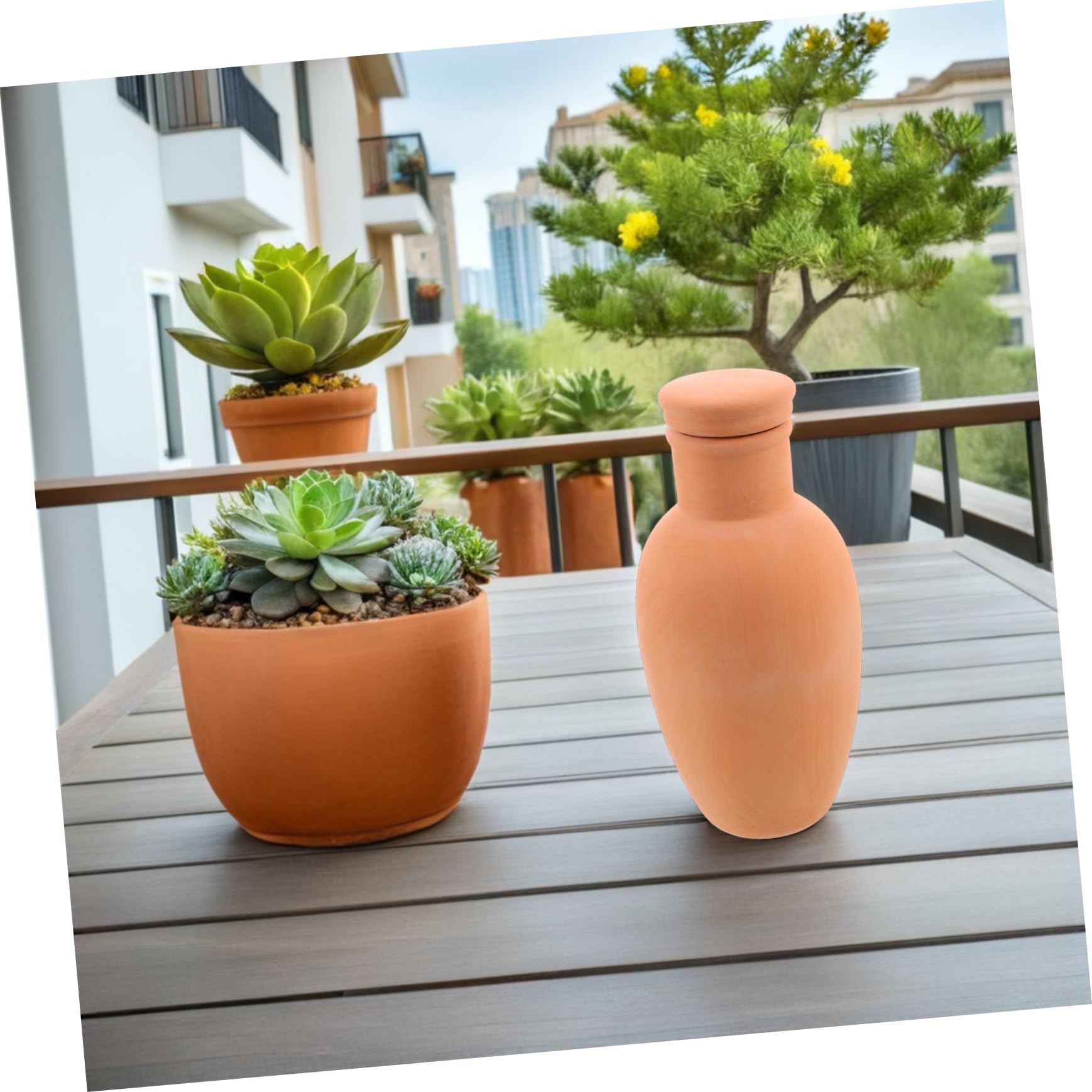 4 Pièces Arrosage Automatique Terre Cuite Inserts Auto Arrosants pour Plantes Pot Irrigation Goutte à Goutte Naturelle Adapté Intérieur et Extérieur Système Compact pour et Usage