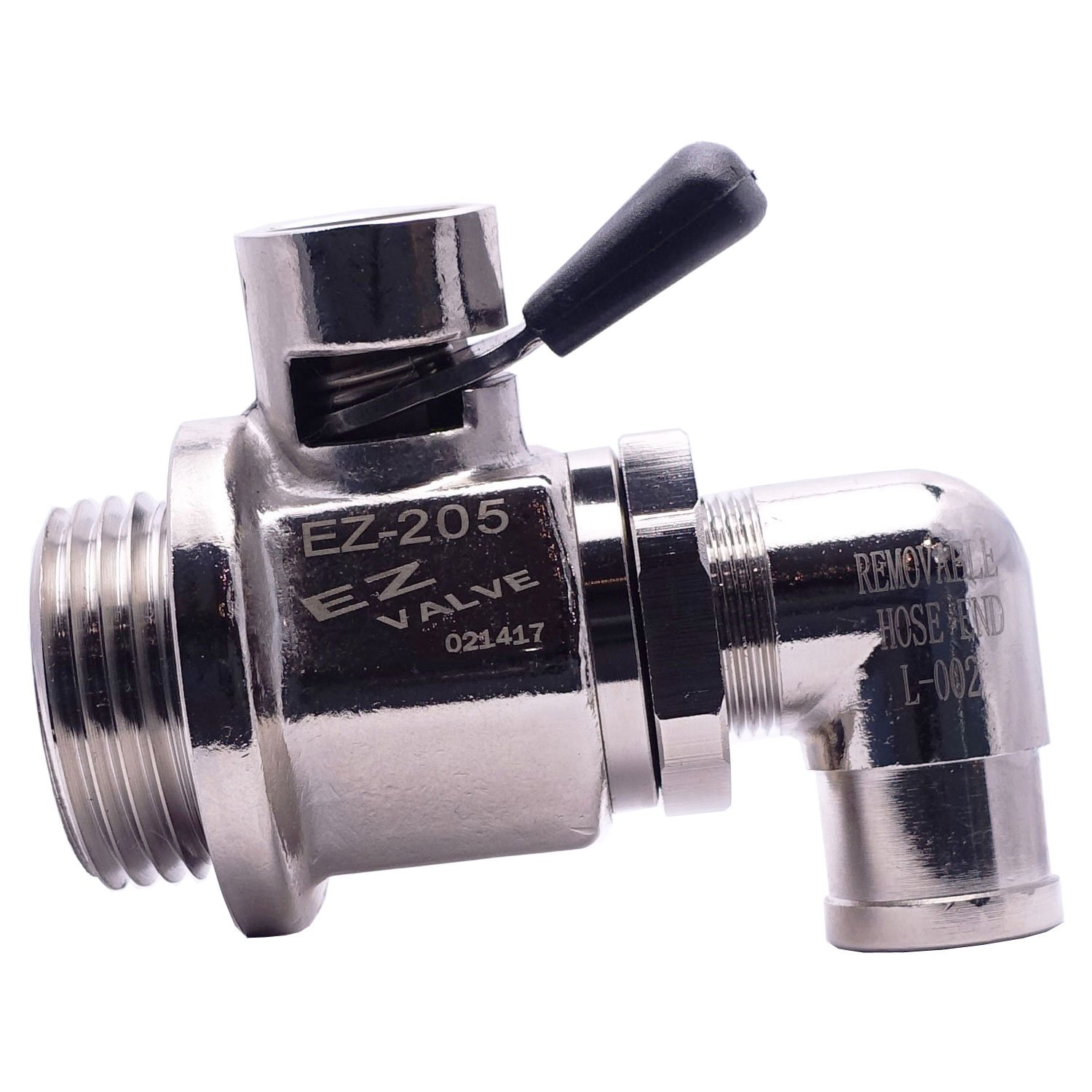 EZ-205(1 1/8"-12UNF) EZ Oil Drain Valve with removable L-Shape Hose End(L-002) Combo