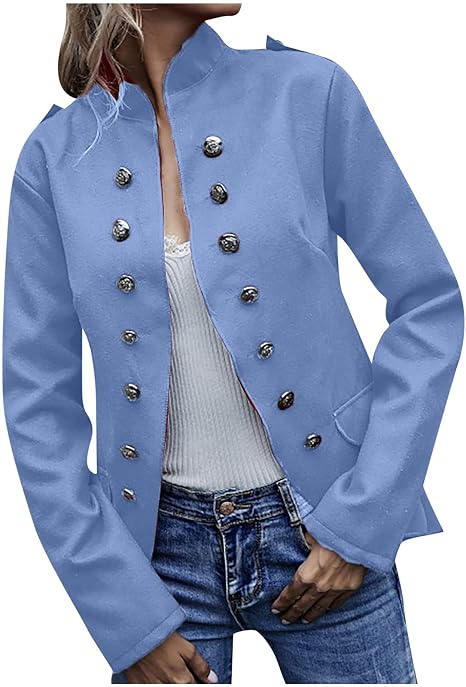 Blazers para mujer de moda casual de doble botonadura, chaqueta de invierno  de manga larga con frente abierto : Ropa, Zapatos y Joyería - Amazon.com