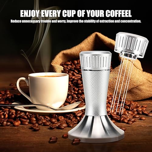Miniatura 7 de 53mm Espresso Tamper, 2-in-1 Premium Barista Coffee Tamper & WDT Tool, Excellent Quality Curve Stainless Steel Base Tamper for Espresso Machine,