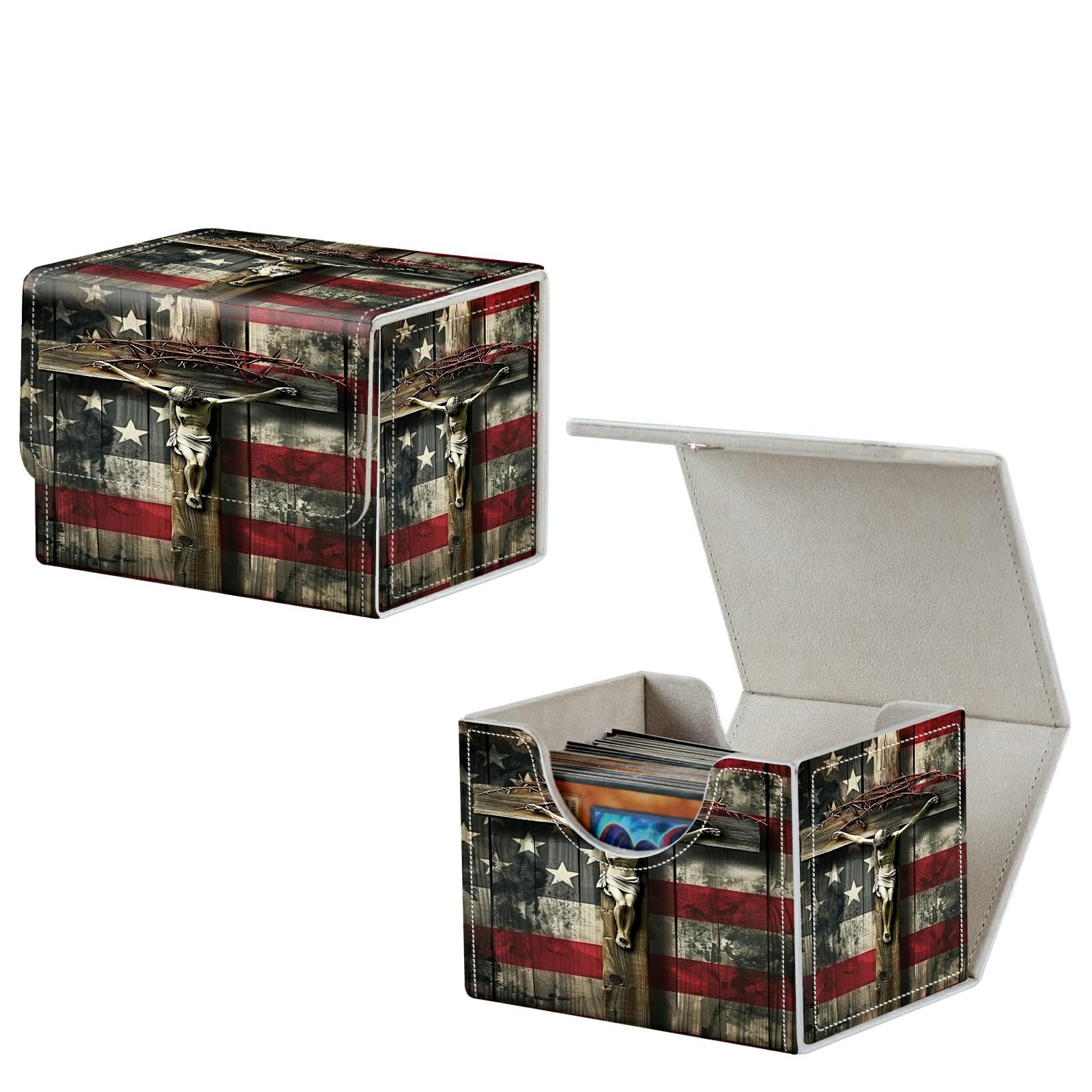 Dikoer Flag Man Card Deck Box, MTG Commander Deck Box for Trading Cards, 100+ Sleeved Cards with PU Leather Magnetic Card Storage Box for TCG CCG Magic Sports Cards