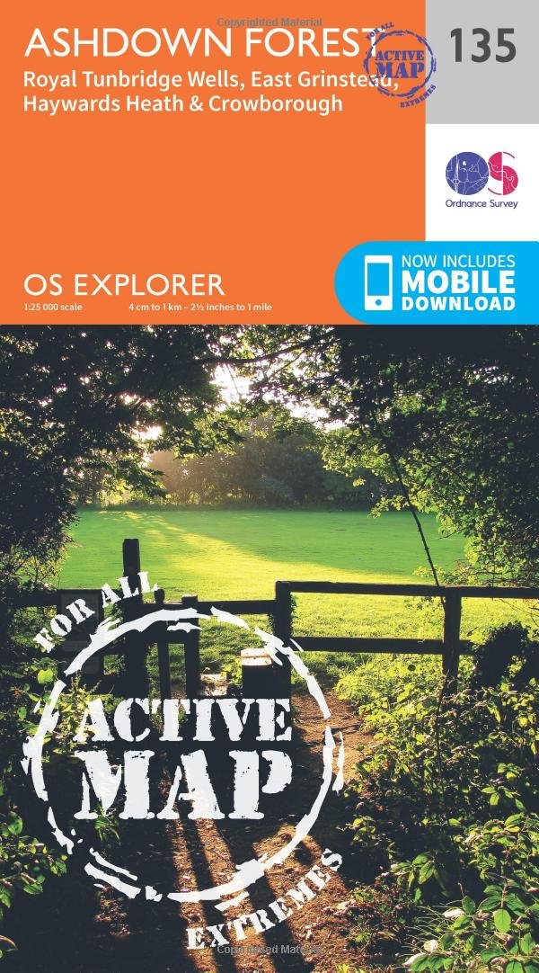 Ashdown Forest Map | Weatherproof | Royal Tunbridge Wells, East Grinstead, Haywards Heath & Crowborough | Ordnance Survey | OS Explorer Active Map 135 | England | Walks | Hiking | Maps | Adventure
