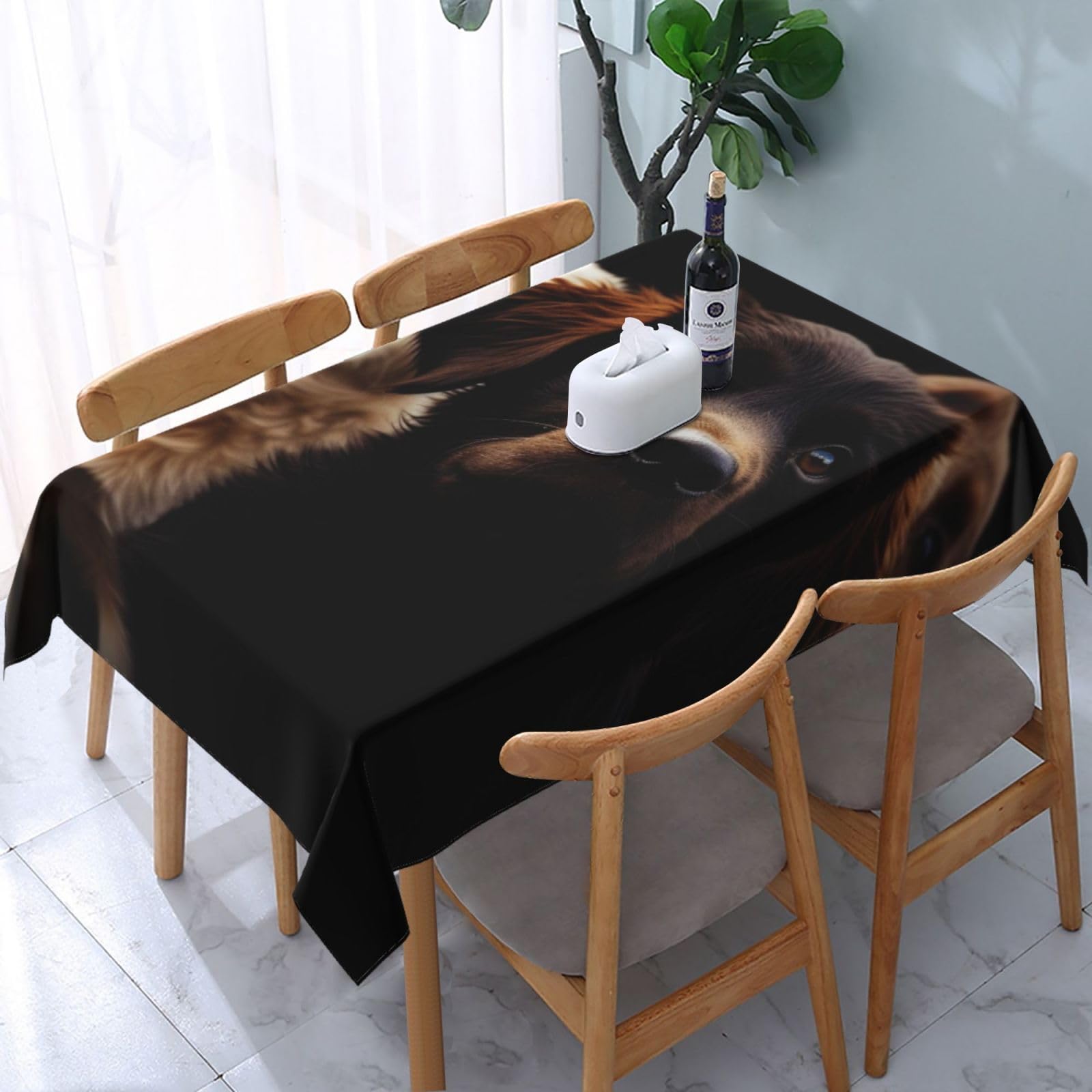 WPKJU Puppies Dog Printed Tablecloth Water Resistant Table Cover Washable Rectangle Table Cloth for Tables 54x72 in