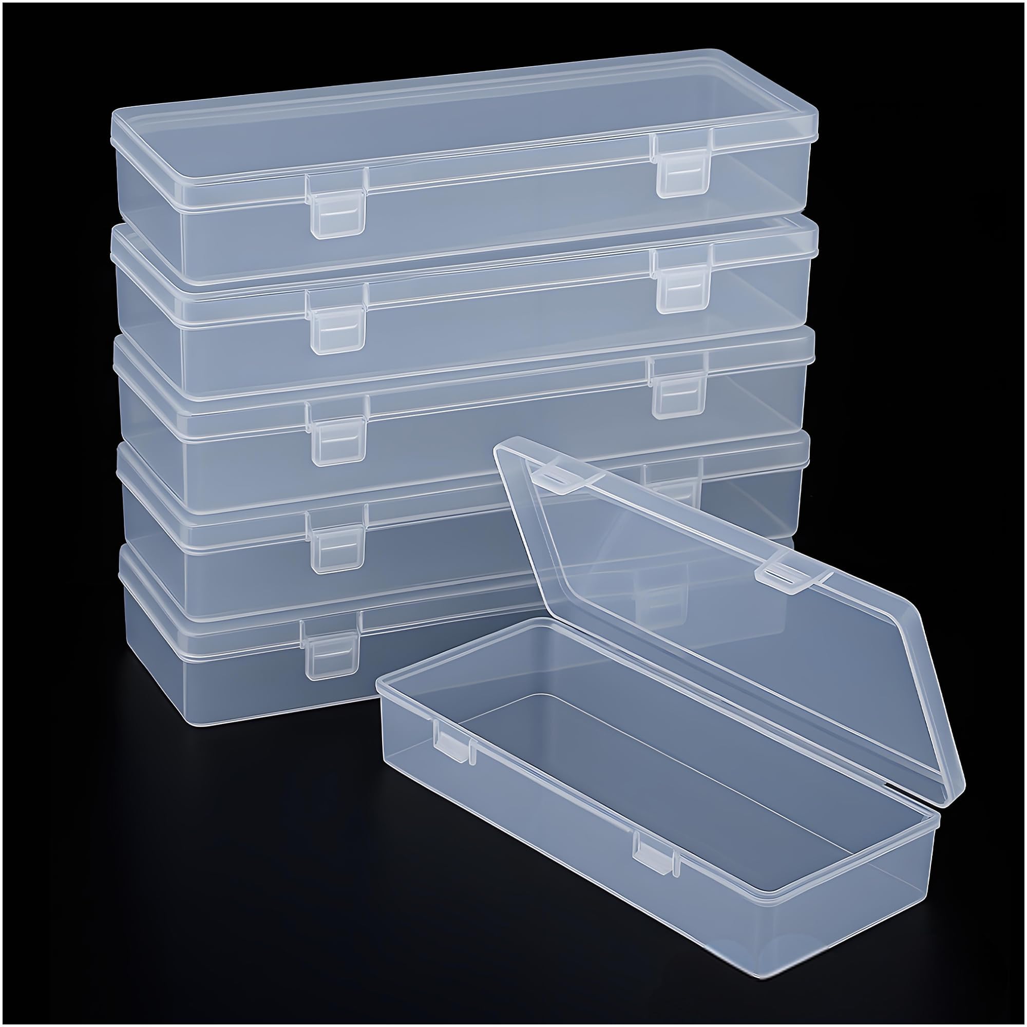 Clear Plastic Storage Boxes - 6 Pack -1