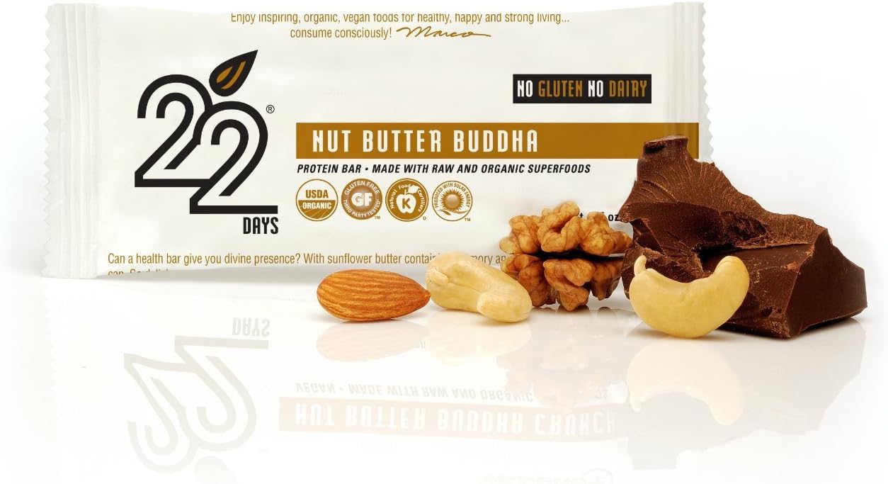 22 Days Bars, Nut Butter Buddha, 50 Gram (Pack of 12)