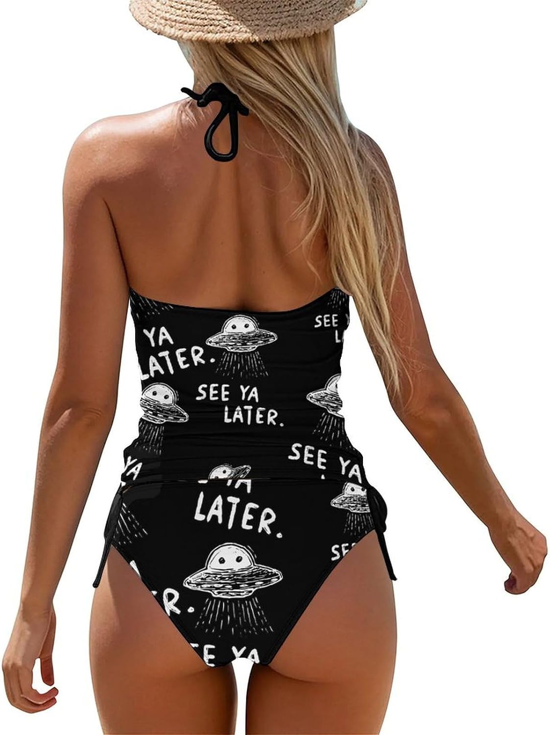 See Ya Later Aliens Spaces Women Tankini 2 Piece Swim Bathing Suits | tummy control,high neck top with bottom,swimwear,swimsuits