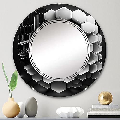 Miniatura 7 de Espejo de pared de animales, Espejo moderno ovalado, Espejo de baño redondo negro, espejo de tocador geométrico abstracto Monocromo Geométrico