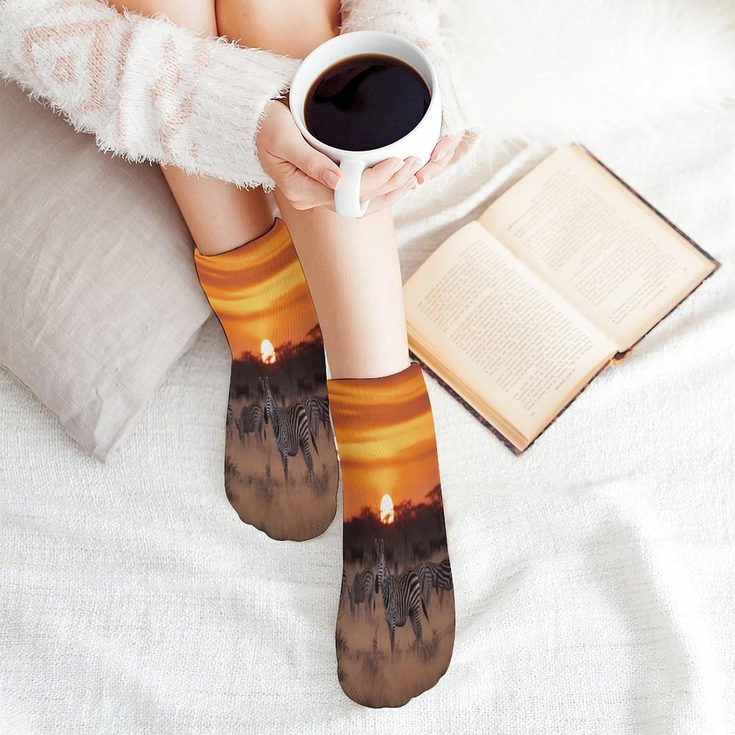 Socks for Men Women 5 Pairs Short Ankle Socks | Africa Sunset Zebra Low Cut Casual Crew Sock Cute Breathable Athletic Socks Non Slip No Show Sock
