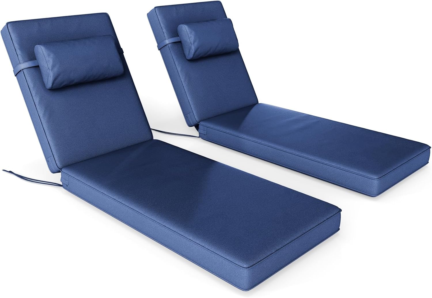 Outdoor Chaise Lounge Cushions Set of 2, 72.2 x 22 x 3.1 Inch Patio Lounge Chair Cushion with Splash-Proof Cover, Thick Pool Lounge Chair Cushions for Deck & Lawn,Navy Blue