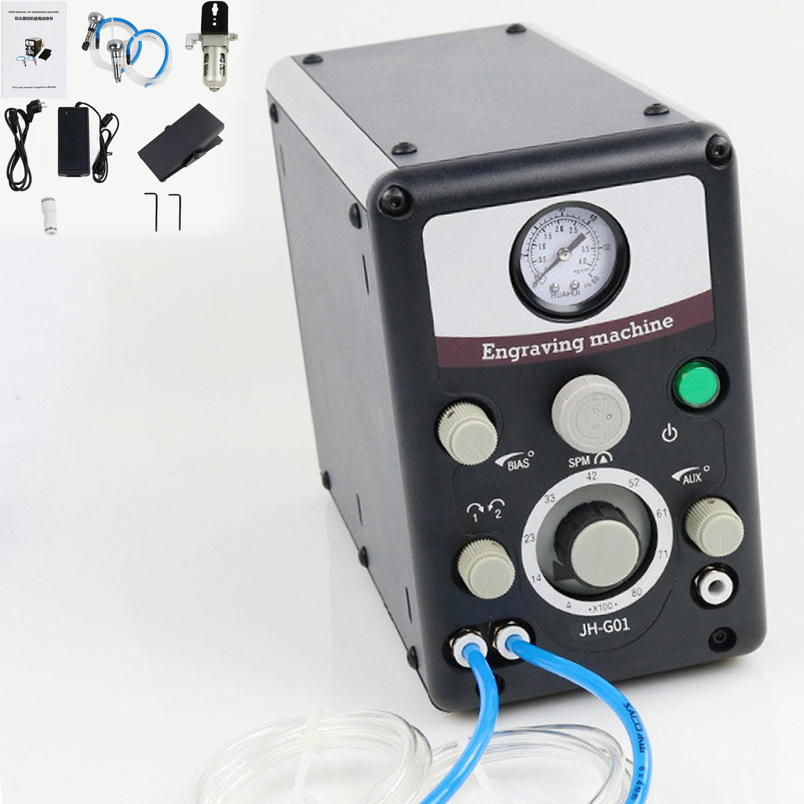 Compact Pneumatic Graver for Jewelry and Metalwork, 400-800 RPM