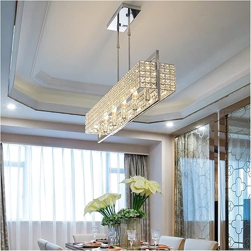 Miniatura 4 de Candelabro LED moderno candelabro de cristal moderno compatible con comedor rectangular isla de cocina accesorios de luz de cristal de lujo para