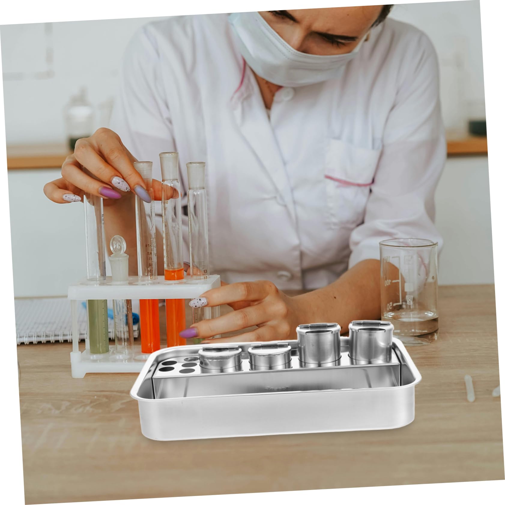Cabilock Bandeja Rectangular De Acero Inoxidable Enfermería Resistente y Espaciosa Para Almacenamiento y Cambio De Instrumentos Médicos Hospital y Clínica