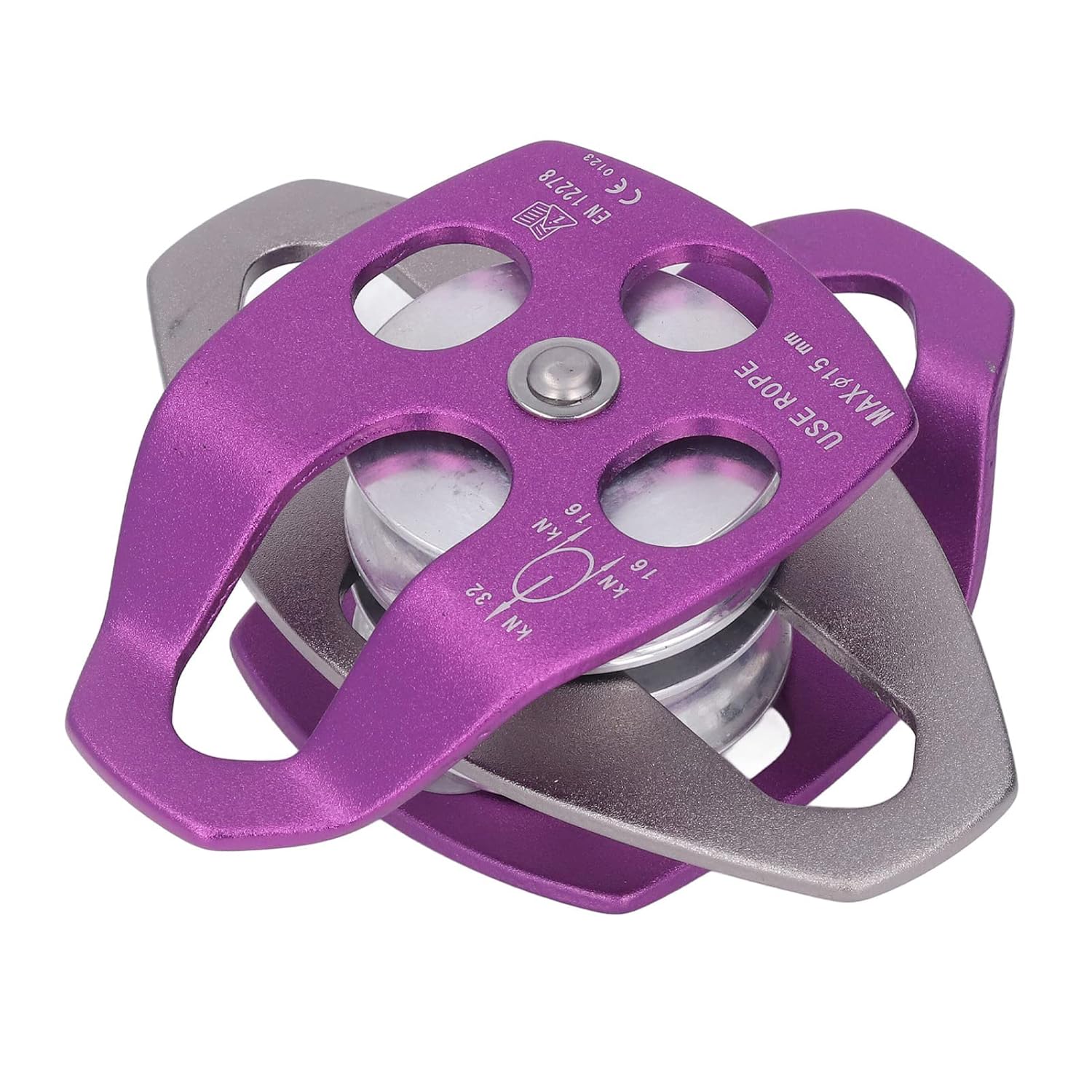 Aero Space Aluminum Alloy Double Pulley Swing Plate 16kN Rescue Pulley for Progress Capture System Rigging Hauling Rescue Arborist Tree Climbing