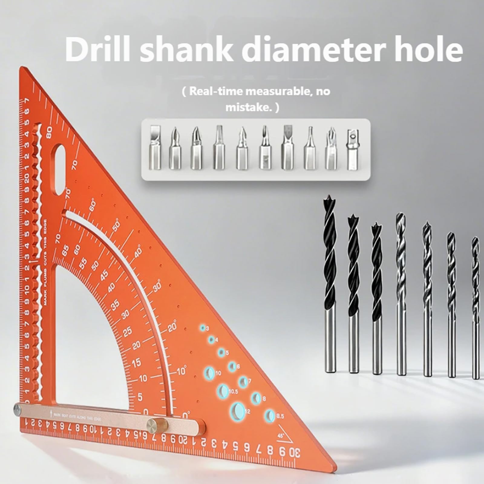 Strumento quadrato in alluminio Carpenteria Triangolo Righello Rafter Framing Square per gli Uomini Hobbisti Professionali Donne Angolo Strumento di Misura per la Lavorazione del Legno
