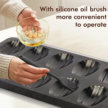 OAMCEG Madeleine Pan 12 Cup Heavy Carbon Steel Madeline Tray,2 Pack,Gray