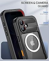 Vista 7 de Lanhiem Funda magnética impermeable para iPhone 16, protector de pantalla de privacidad integrado, compatible con MagSafe, funda antiespía de cuerpo