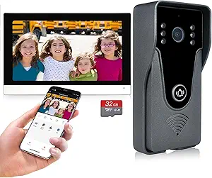 Wireless IP Video Doorbell Intercom System with 7-Inch Monitor and HD Camera