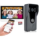 Wireless IP Video Doorbell Intercom System, WiFi 7 Inch Monitor with Metal HD Door Camera (Wired Power), Video Intercom with 32G Card Record, APP Remote 2-Way Audio, Unlock for Home Security System