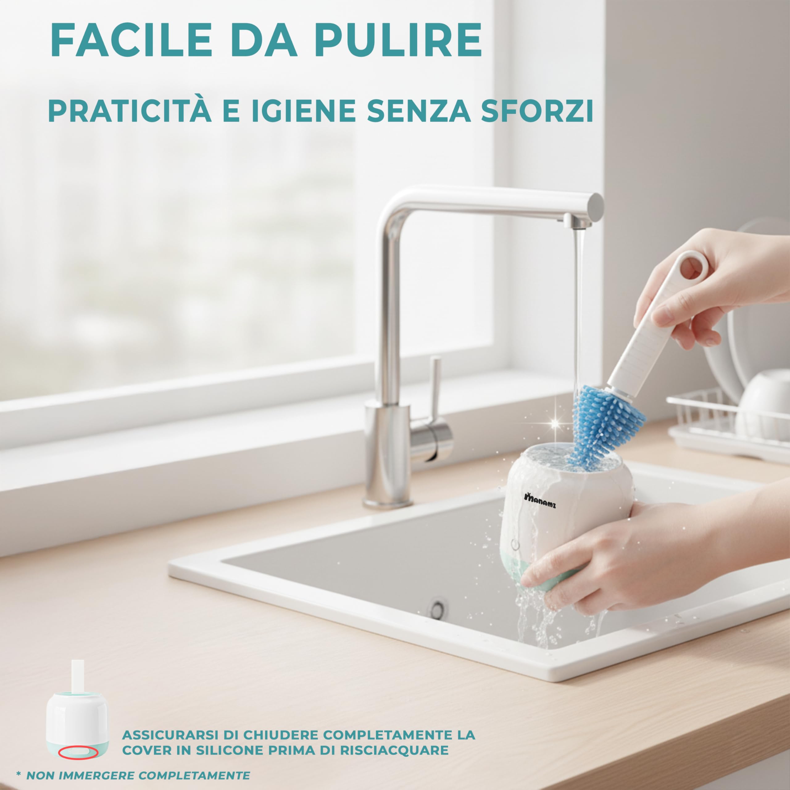 Scaldabiberon Portatile per Neonato e Viaggio MANAMI® – Senza Fili, USB Ricaricabile 10.000 mAh – Riscalda in 2 Minuti, Timer 6 Impostazioni e Mantenimento Calore – Compatibilità Universale
