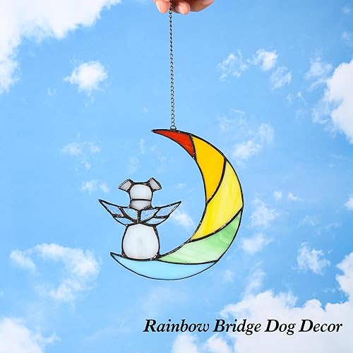 Miniatura 7 de Zedesey Regalos conmemorativos para perros con vidrieras de arcoíris para la pérdida de la ventana del perro, atrapasoles para mascotas, regalos