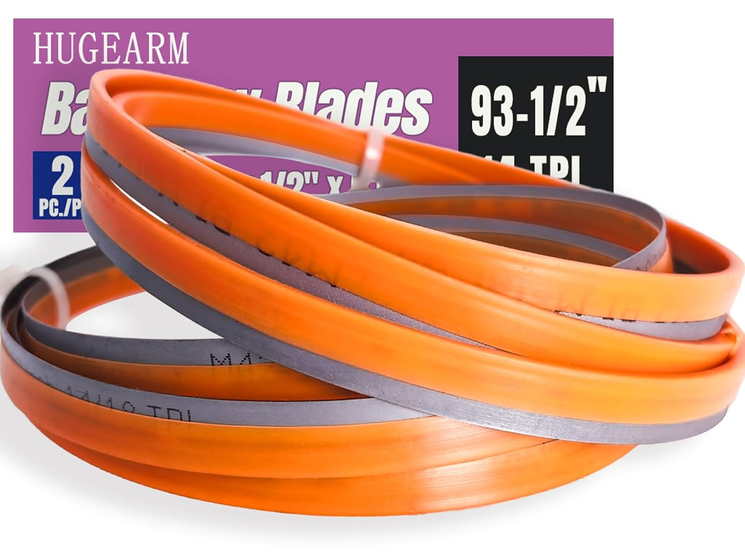 2 Pack 93-1/2" Bandsaw Blades, 93-1/2 x 1/2 x 0.025 Inch, 14 TPI, Bi-Metal M42, Metal Cutting Band Saw Blades for Wen, Delta, Grizzly, Rikon, Craftsman, Jet, Ridgid