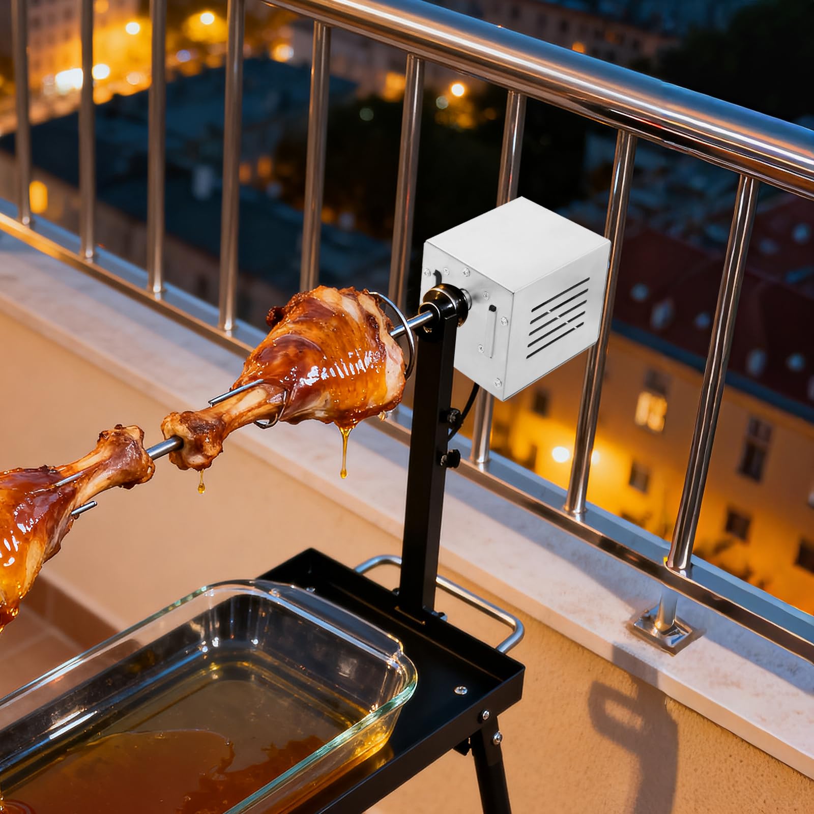 Moteur de barbecue - 25 W - En acier inoxydable - 220 V - Prise européenne - Pour brochettes et barbecue - Design moderne - Haute performance - Silencieux - Pour jardin et terrasse