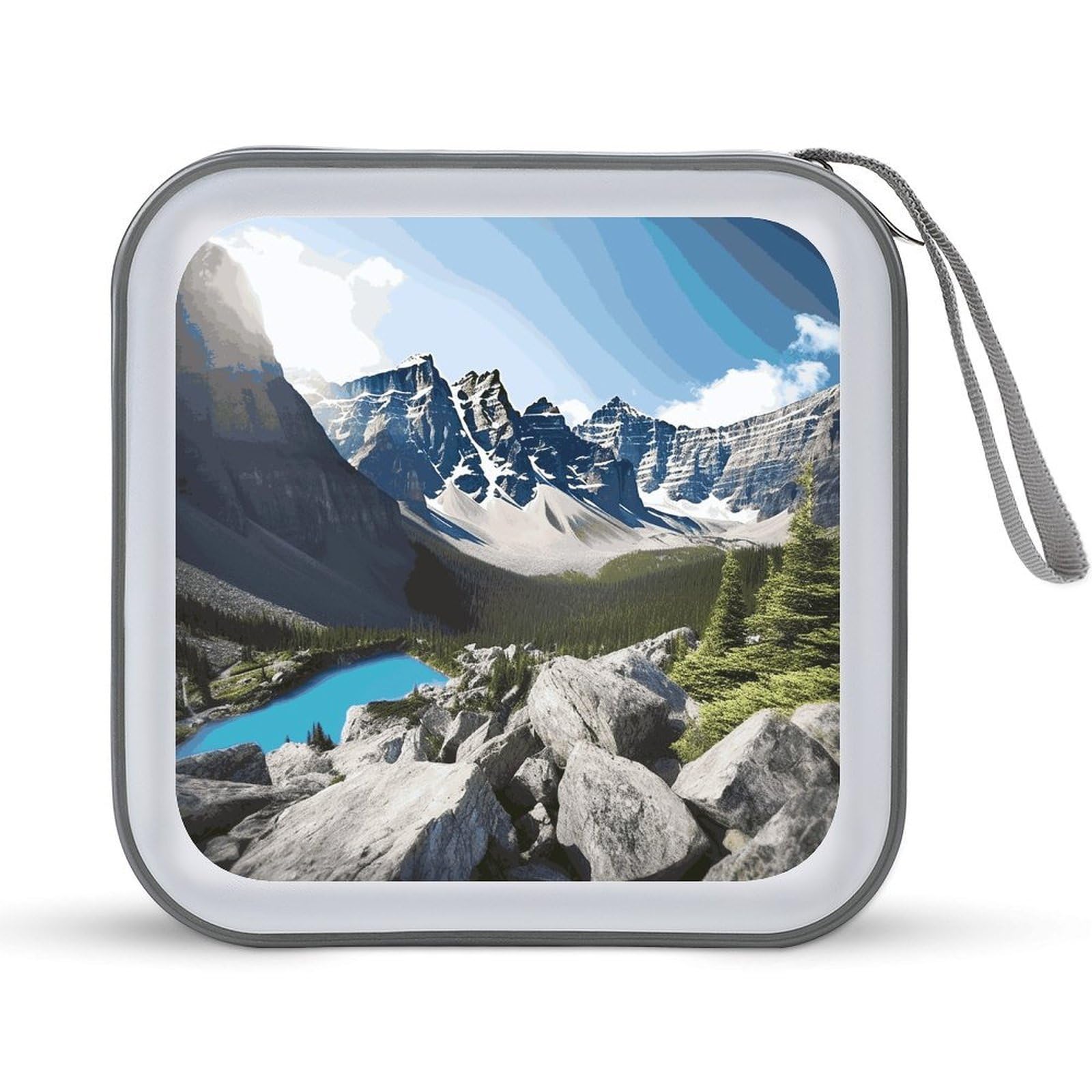 VstaDank Mountains CD Case, Portable CD Sleeve Zipper-Style CD/DVD Wallet, Anti-Scratch CD Storage Pouch, Plastic CD Case for CDs, DVDs, Blu-rays, Vinyl Records