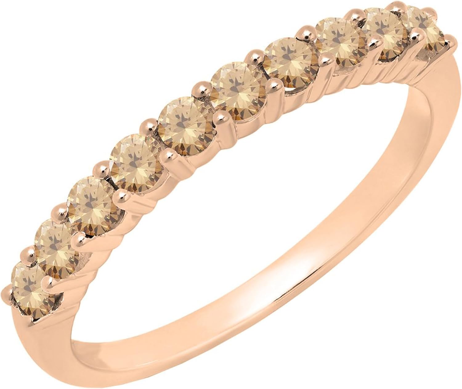 Dazzlingrock Collection Round Gemstone or Diamond Stackable Wedding Band for Women in Solid Gold