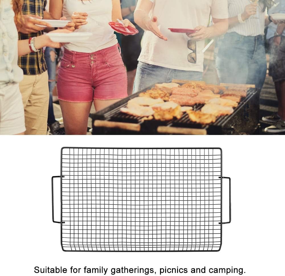 TOPINCN BBQ Grill Mesh Mat Portable with Handle Iron Barbecue Grid Non-Stick Barbecue Rack Net for Outdoor BBQ Party Camping