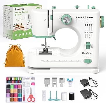 BESGEER Portable Sewing Machine for Beginner,16 Stitches and 42-Threads Kit