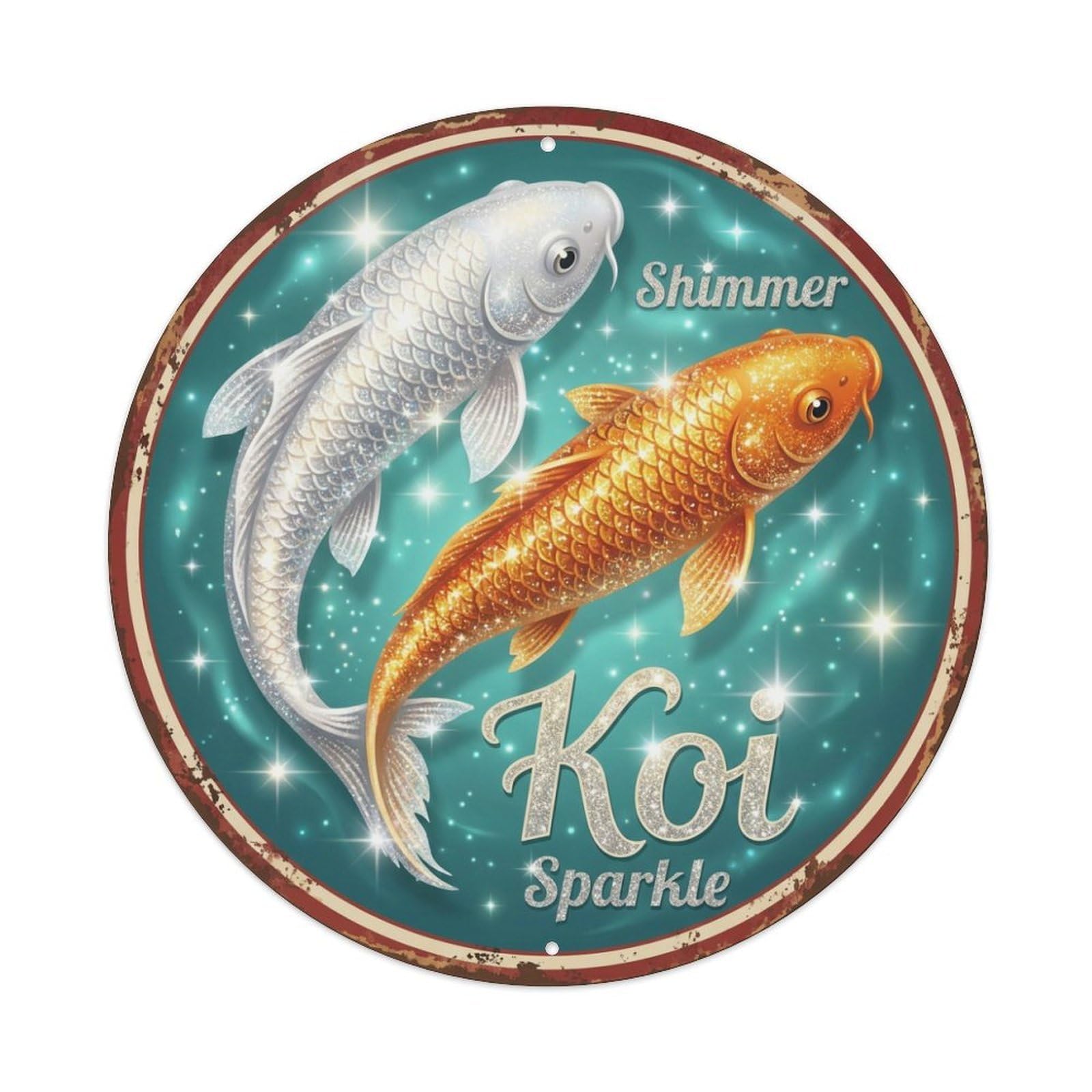 Tgrcjimh Style Metal Tin Sign Koi Fish Serenity Garden Paradise Japanese