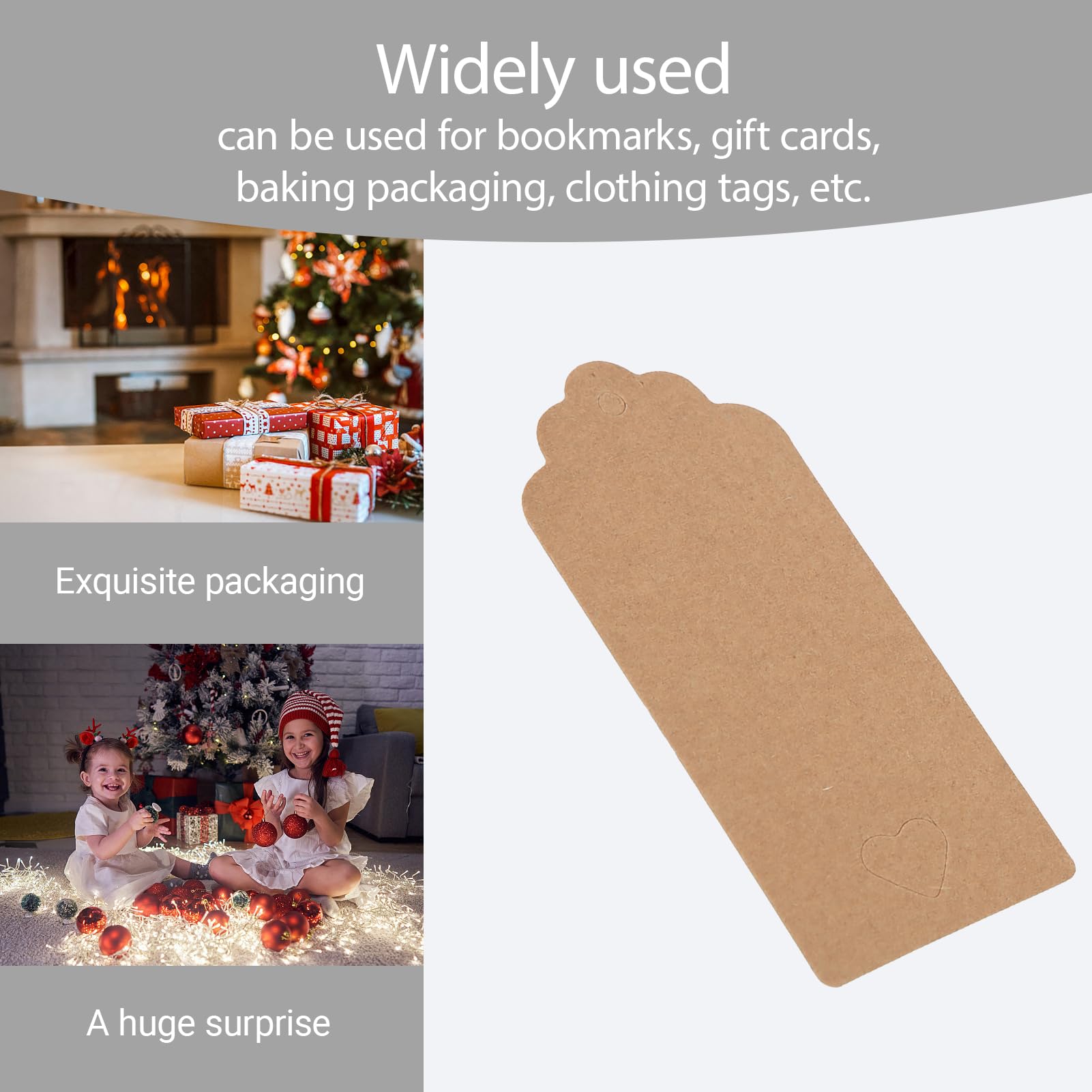 200pcs Price Basket Tags Gift Hang Double Sided Available Kraft Tags Large Marking Brown Kraft Paper with String Attached for Handmade Items Yard Sale 4x9cm - Image 4