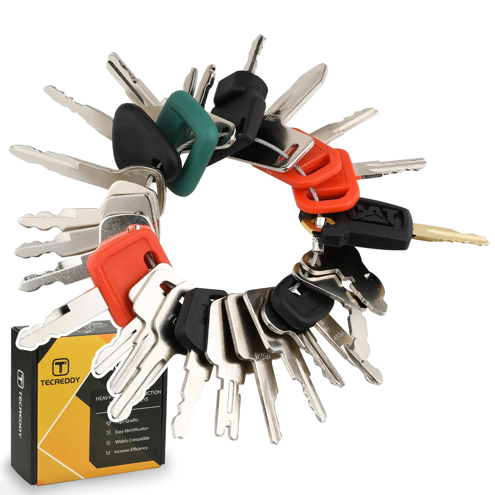 25 Heavy Equipment Keys, Master Key Set for Cat Caterpillar John Deere Case Bobcat JLG JCB Volvo Hyster Ford New Holland Yanmar Takeuchi Kubota Komatsu Construction Heavy Equipment Machine