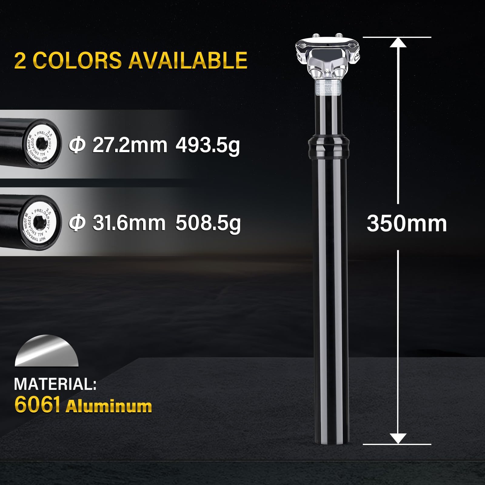 Sztyca podsiodłowa amortyzowana 31,6 mm ComfortPro sprężynowa sztyca podsiodłowa sprężynowa do odciążenia kręgosłupa I drążek podsiodłowy do amortyzacji uderzeń