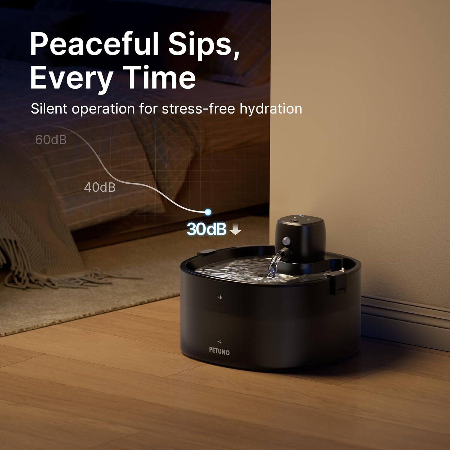 Wireless Cat Water Fountain, Cat Fountain Battery Operated, 78oz/2.3L Pet Water Fountain Cordless, 4000mAh Rechargeable Automatic Fountain with Motion Sensor, Ultra-Quiet Pump & Locking Lid, Black